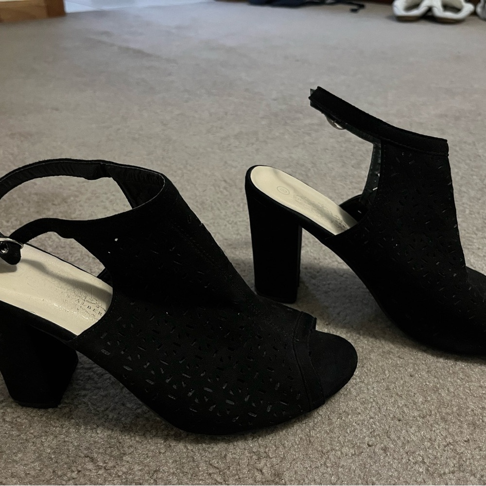 Charles Albert Black Peep-Toe Heels